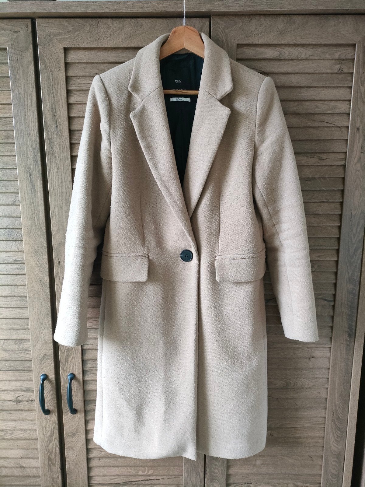 Mango | Wollen mantel | Camel beige winterjas | Maat S, Mango, Beige, Ophalen of Verzenden, Maat 36 (S)