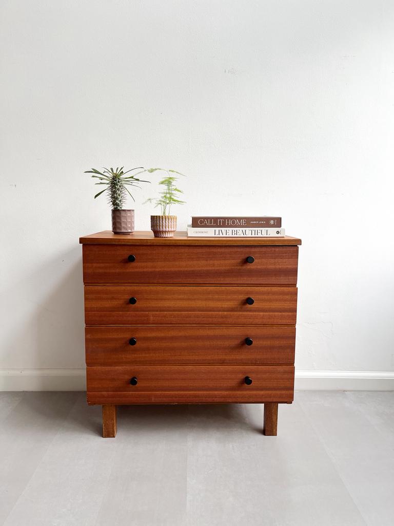 Vintage teakhouten ladekastje, jaren 60/retro, Huis en Inrichting, Kasten | Ladekasten, Ophalen, Scandinavisch, retro, midcentury, jaren 60