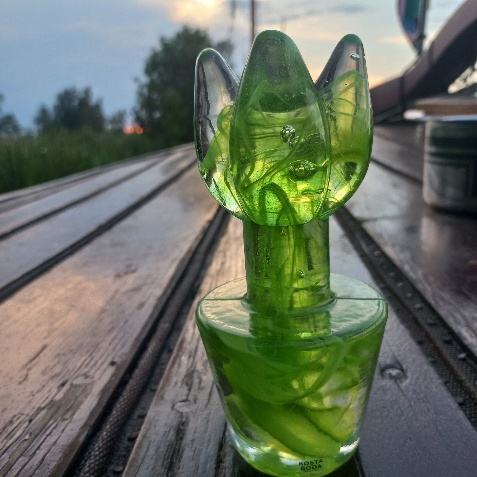 Kosta Boda Ulrica Hydman Vallien Tulpenvaas Groen Zweden, Ophalen of Verzenden