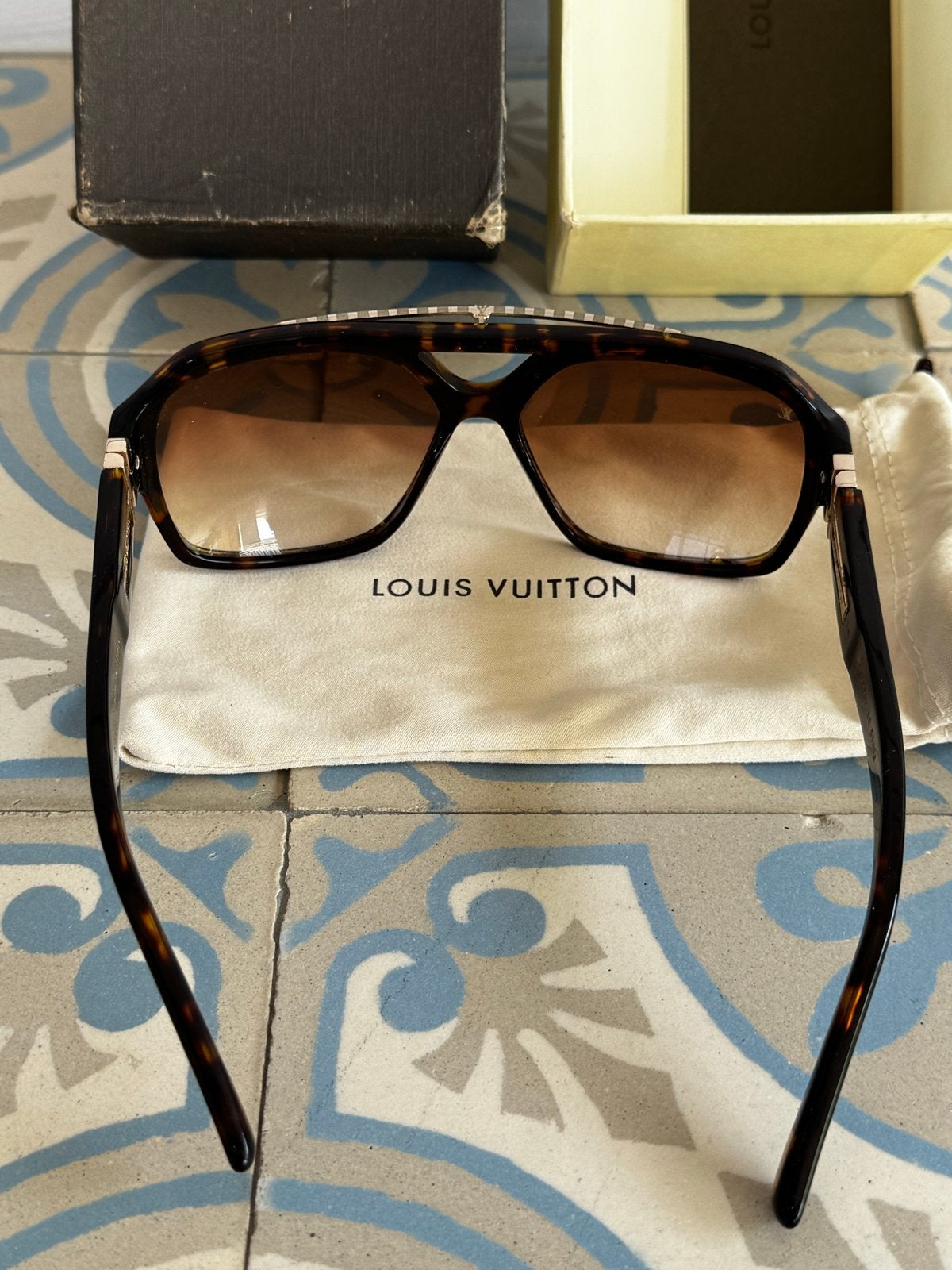 Louis Vuitton Zonnebril Z0272W Damier GM - Handgemaakt Itali, Gebruikt, Zonnebril, Bruin, Ophalen