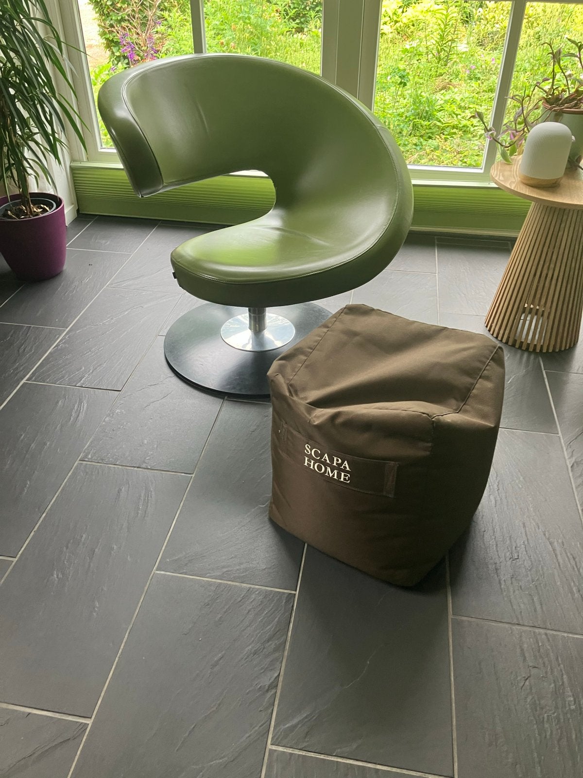 Bruine poef - Scapa Home, Huis en Inrichting, Minder dan 50 cm, Gebruikt, Vierkant, Ophalen of Verzenden