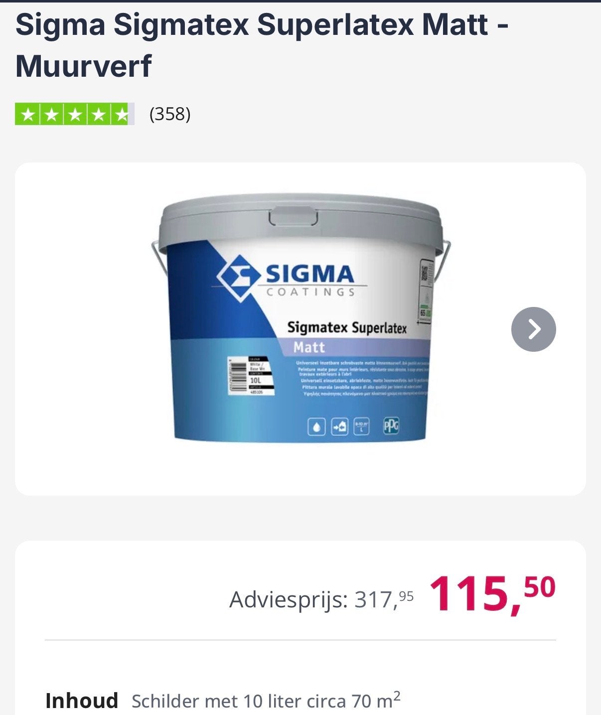 Sigma Sigmatex Superlatex Matt Muurverf - Wit (ruim de helft, 5 tot 10 liter, Wit, Ophalen of Verzenden, Verf