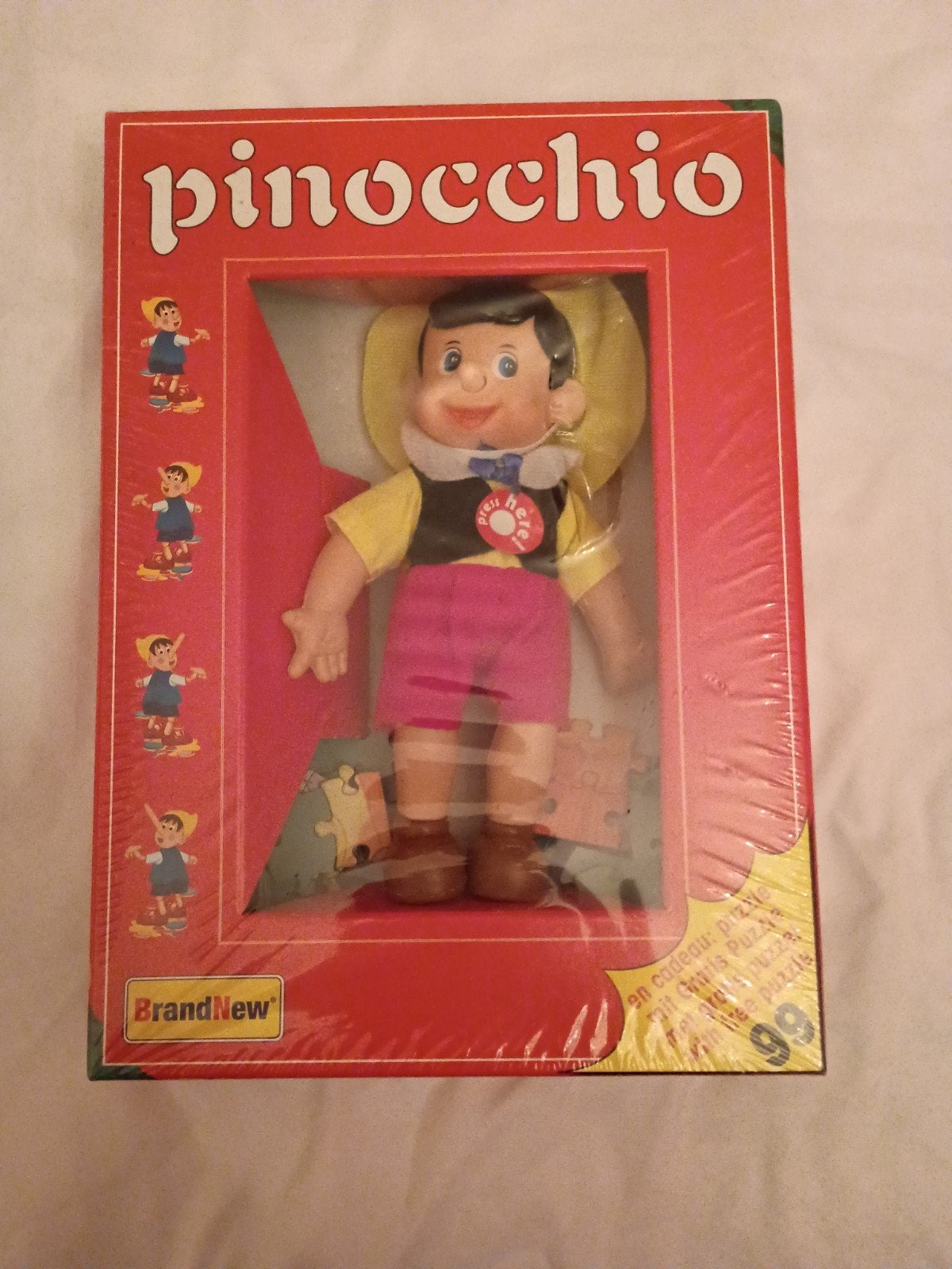 Pinokkio vintage pop met puzzel nog in originele doos, Verzamelen, Ophalen of Verzenden, Nieuw