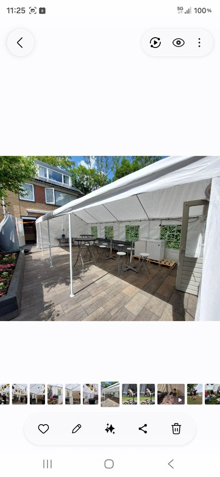 Partytent Paviljoen Somero 4 x 8 m Bois le Duc, Tuin en Terras, Partytenten, Ophalen, Gebruikt, 4 tot 6 meter, Paviljoen