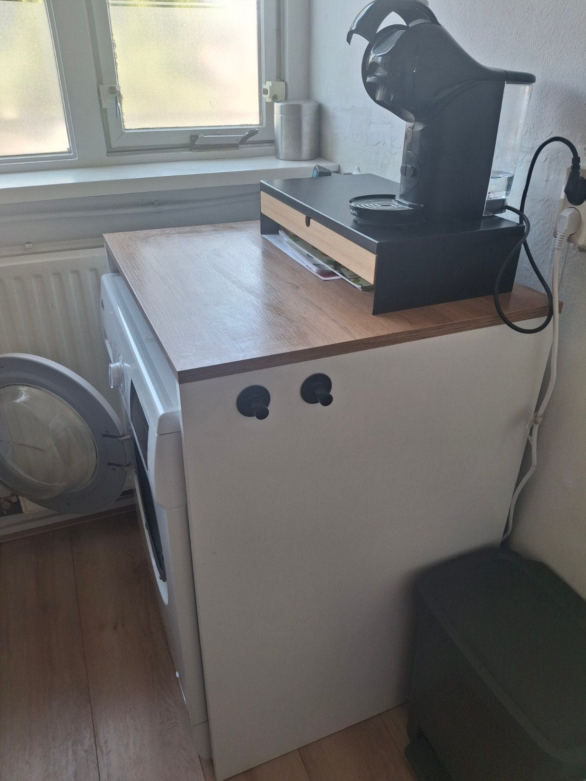 Wasmachinekast Ombouw Wit met Walnoothout Look, Ophalen, Gebruikt