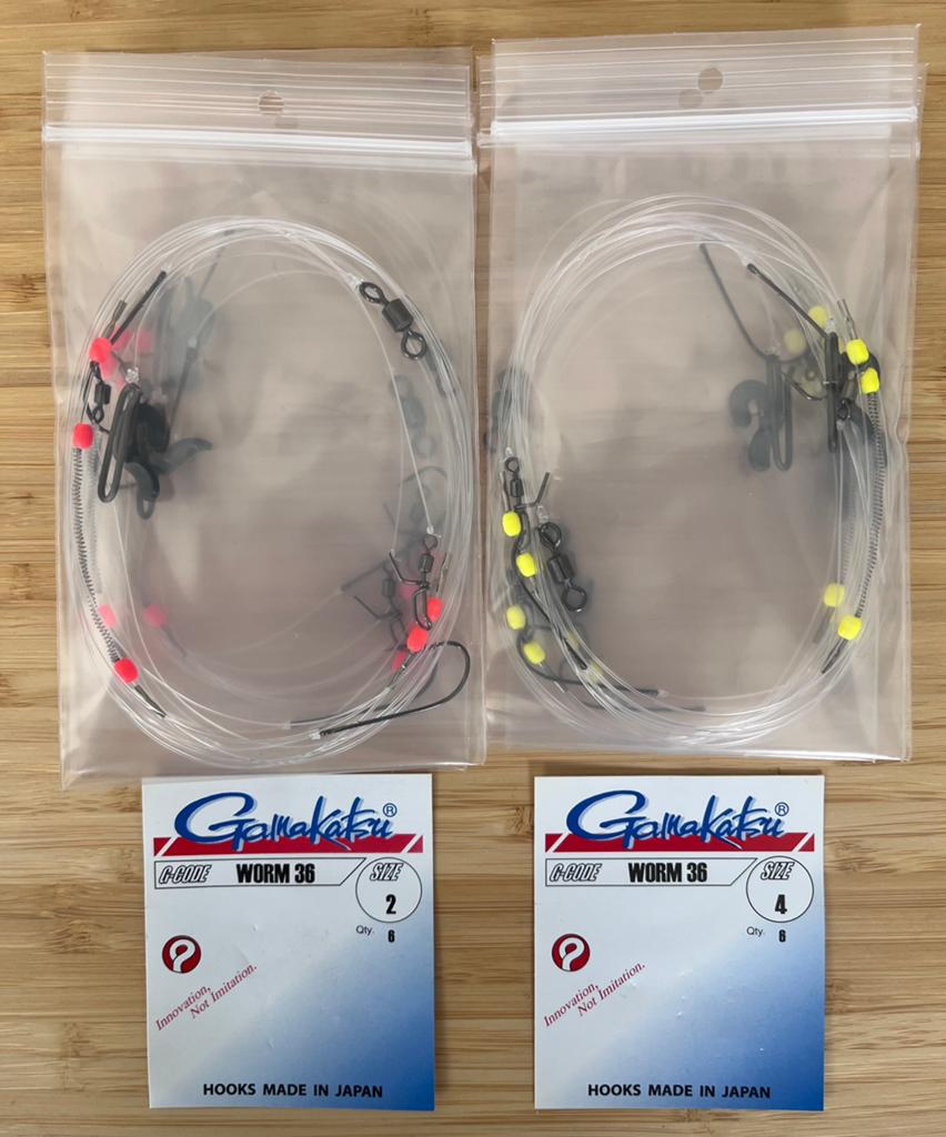 2-haaks geclipte onderlijnen (3.st) zeebaars Gamakatsu, Ophalen of Verzenden, Nieuw, Haak