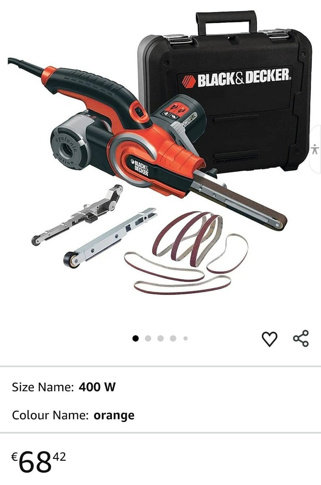 Black+Decker KA902E 400W Bandschuurmachine - Elektrovijl, Ophalen of Verzenden, Zo goed als nieuw, Minder dan 600 watt, Bandschuurmachine