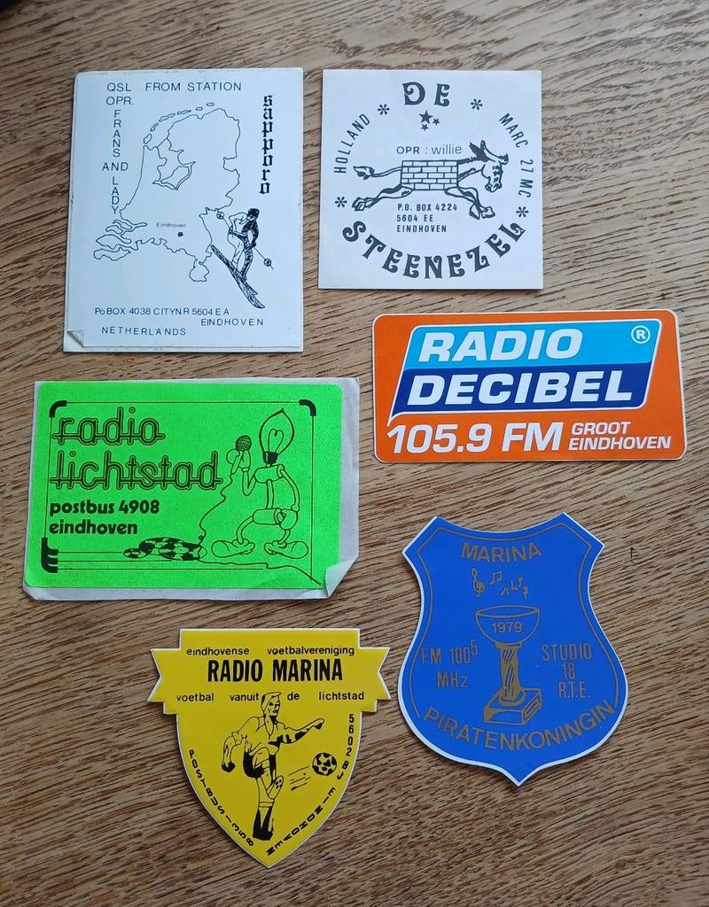 Stickers piraat piratenzender radio luisteramateur EINDHOVEN, Ophalen of Verzenden, Zo goed als nieuw