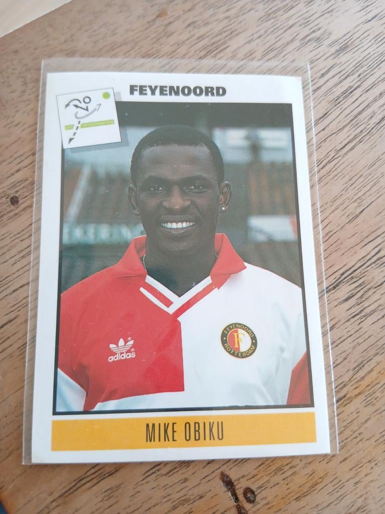 Panini voetbal 94 feyenoord Mike Obiku, Ophalen of Verzenden, Zo goed als nieuw, Plaatje