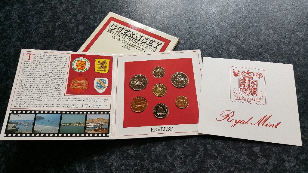 Guernsey Brilliant Uncirculated Coin Collection 1986, Ophalen of Verzenden, Overige landen, Setje