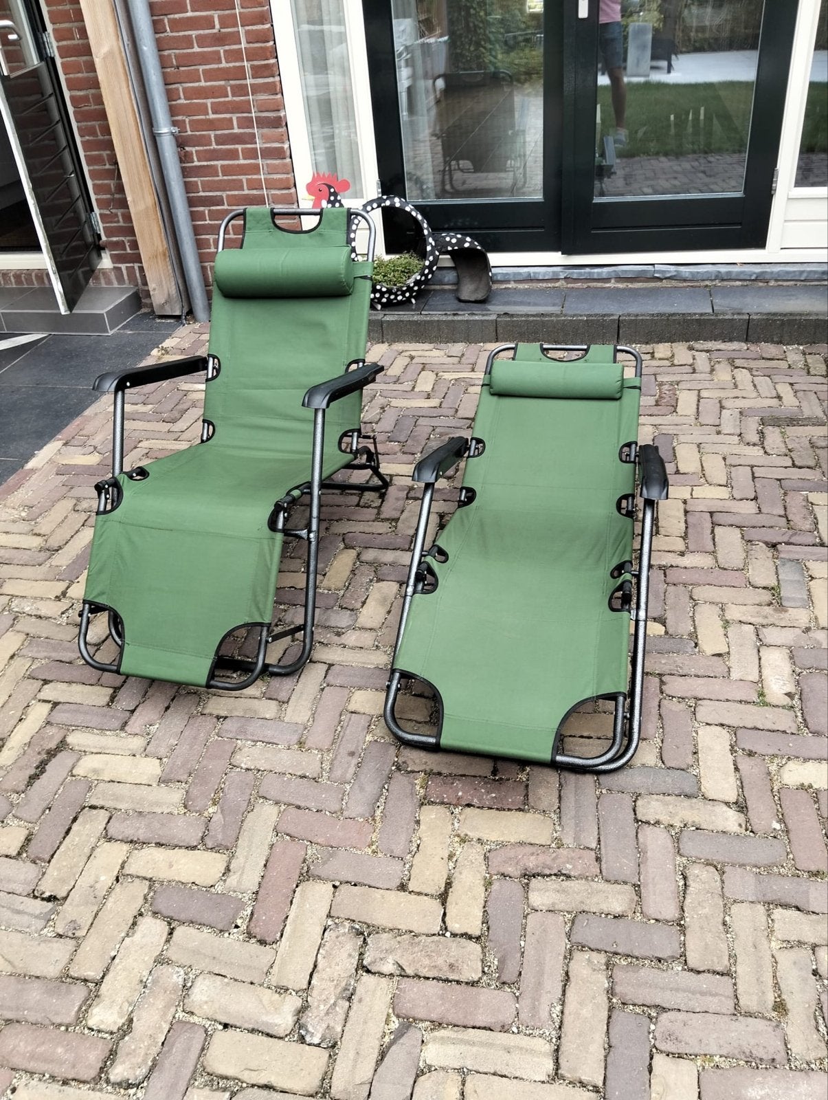 2x Zero Gravity relaxstoel / ligstoel – groen – camping, Tuin en Terras, Ophalen, Gebruikt, Metaal, Verstelbaar