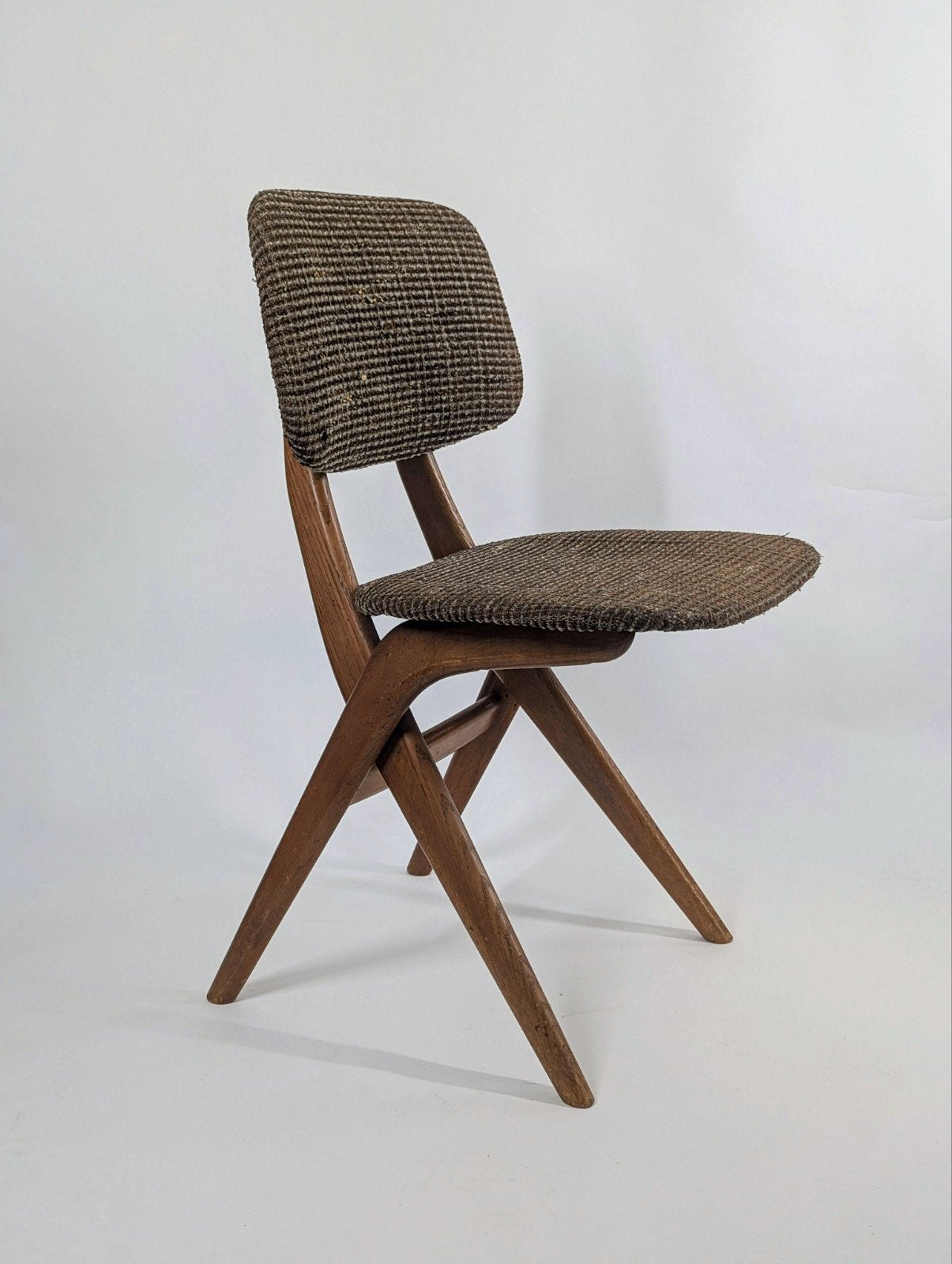 3 Louis van Teeffelen ScissorStoelen, Huis en Inrichting, Ophalen, Gebruikt, Bruin, Stof