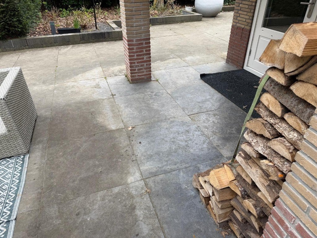 127 m² Chinees Hardsteen 80x80x3 cm | 198 tegels |, Ophalen, Gebruikt, Terrastegels, Natuursteen
