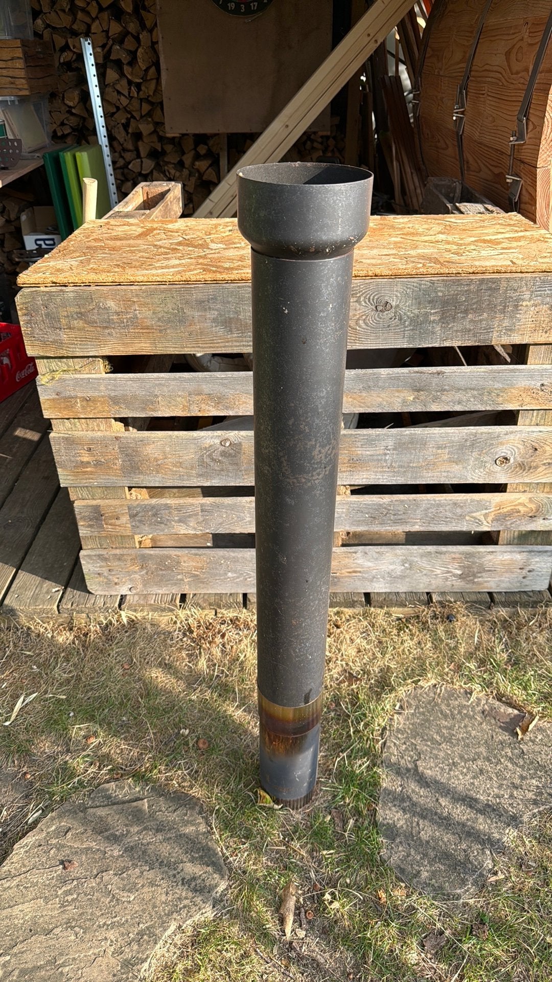 Dikwandige kachelpijp 125 incl verloop naar 150, Ophalen, Zo goed als nieuw