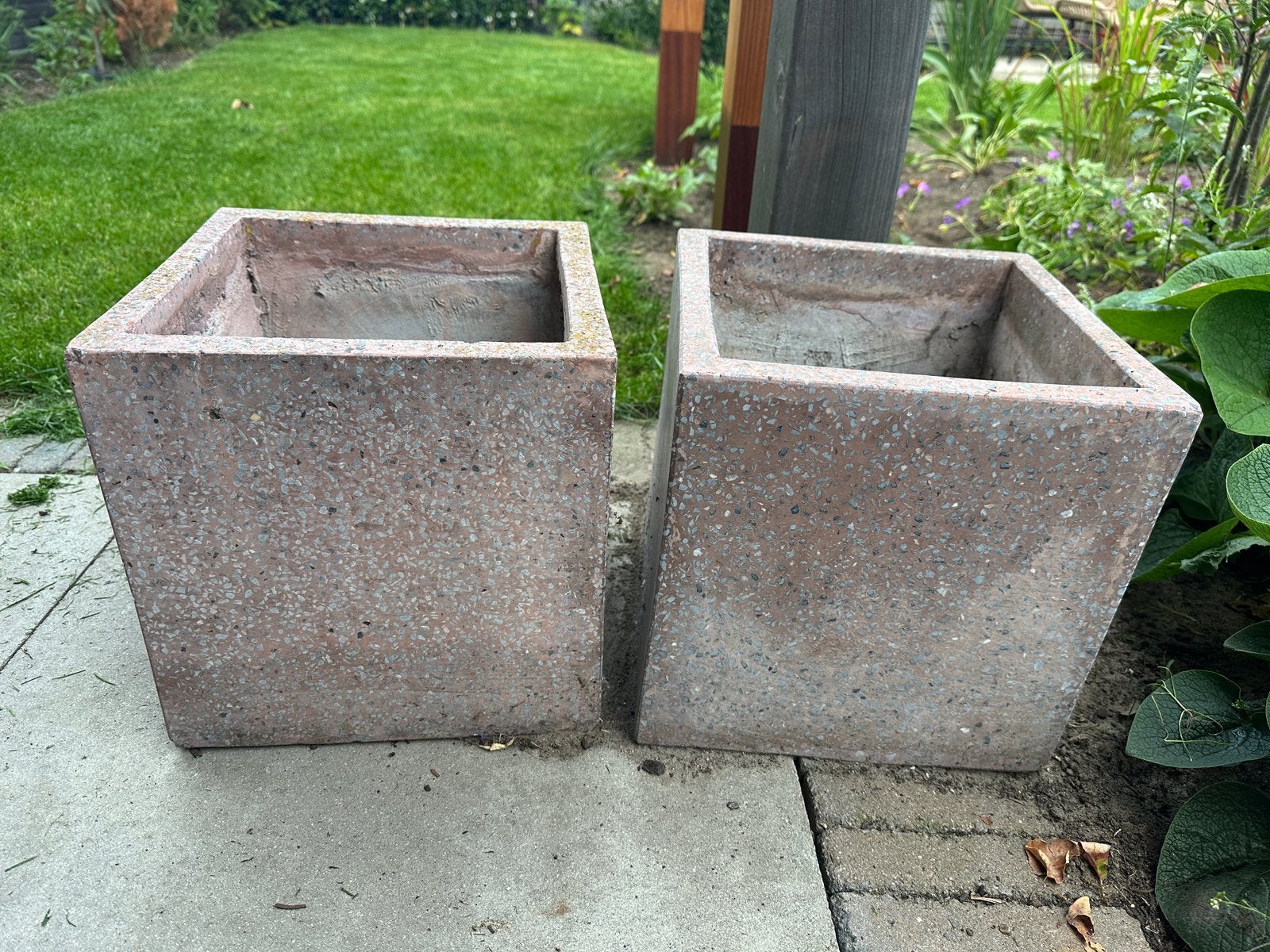 Licht roze terrazzo potten, Tuin en Terras, Ophalen, Steen, Minder dan 30 cm, Minder dan 60 cm