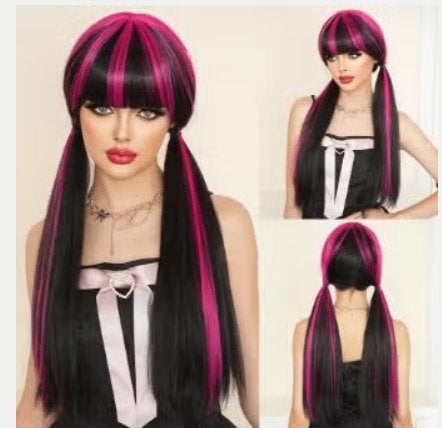 Vampire cosplay pruik zwart rood met synthetisch haar, Ophalen of Verzenden, Nieuw