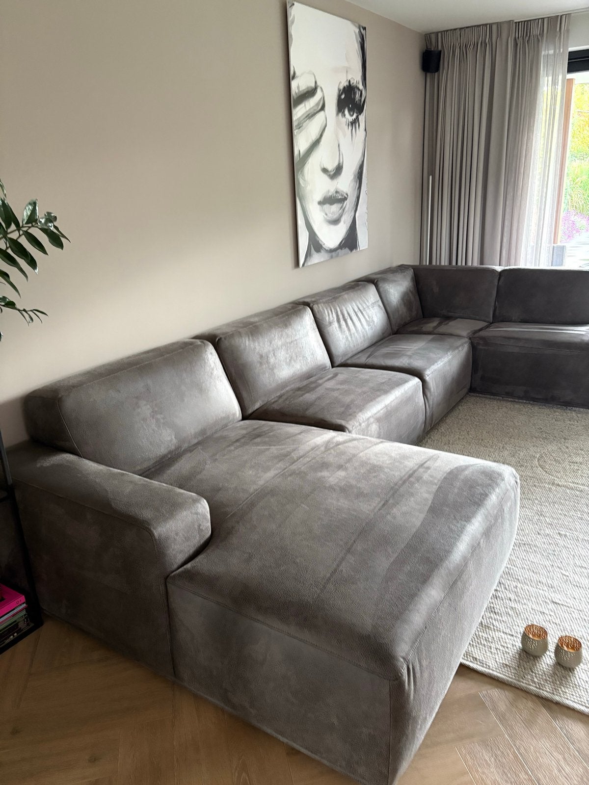 Grote hoekbank Pentola microleder Dakoto Dark Grey, Ophalen, Gebruikt, Leer