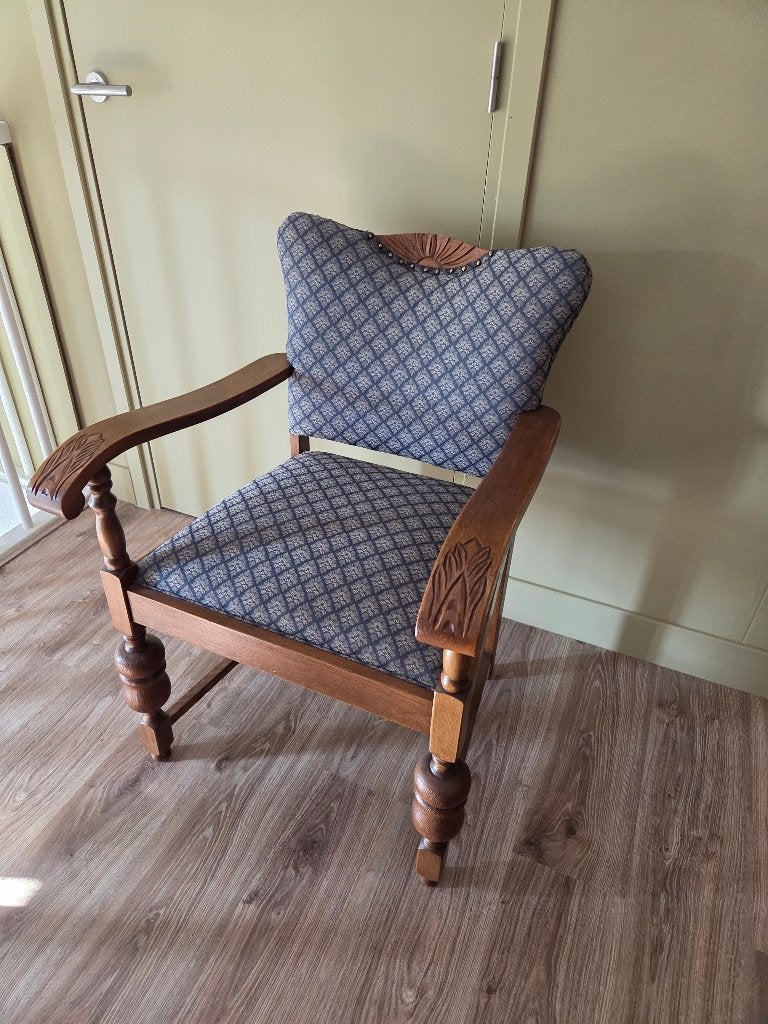 Vintage stoel, Huis en Inrichting, Stoelen, Ophalen, Overige materialen, Gebruikt, Blauw