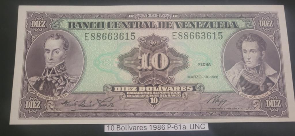 Venezuela 10 Bolívares 1986 P-61a UNC bankbiljet, Ophalen of Verzenden