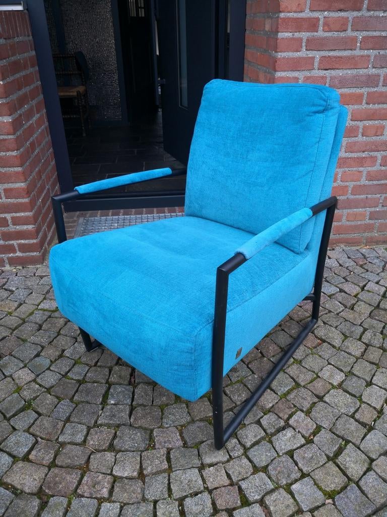 Turquase fauteuil v musterring, Ophalen of Verzenden, Zo goed als nieuw, 75 tot 100 cm, 50 tot 75 cm