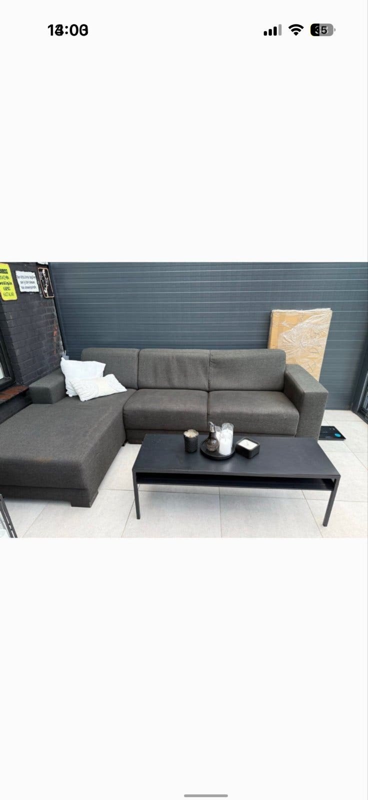 Grijze hoekbank met chaise longue GRATIS!!, Ophalen, 250 tot 300 cm, Gebruikt, Hoekbank