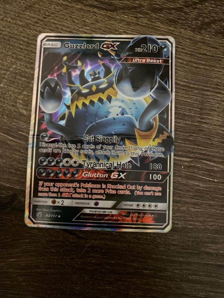 Pokémon Kaart Guzzlord GX 63/111 Ultra Beast, Ophalen, Gebruikt, Losse kaart