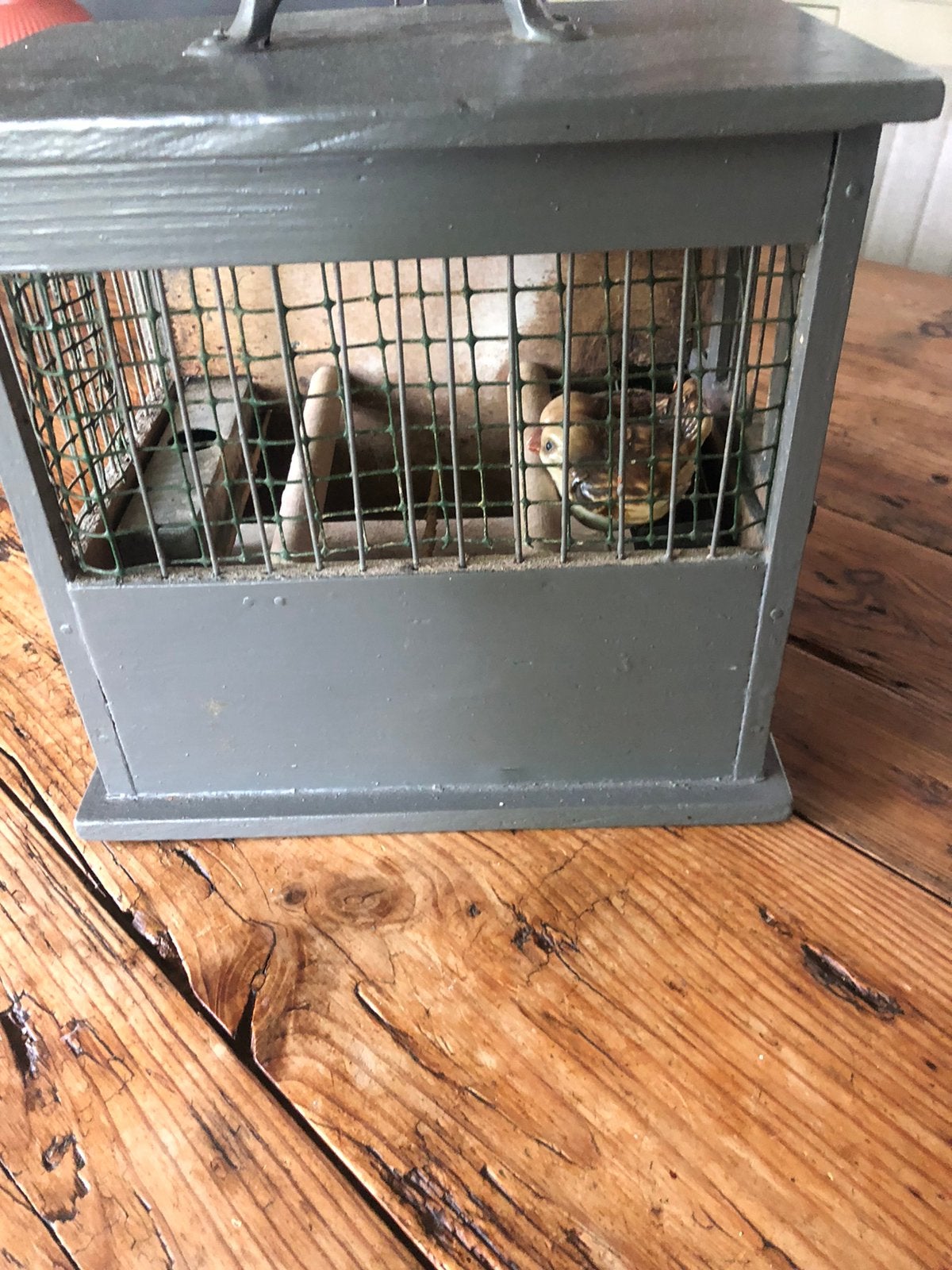Vogelkooitje grijs met voederbakje en waterbakje, Dieren en Toebehoren, Ophalen of Verzenden, Gebruikt