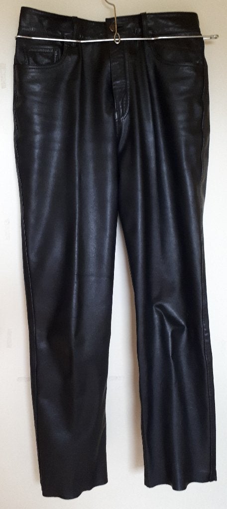 Mooie Zwarte Leren Broek. Taille 76cm. Maat 46 (Heren)., Ophalen of Verzenden, Tweedehands, Dames, Broek | leer
