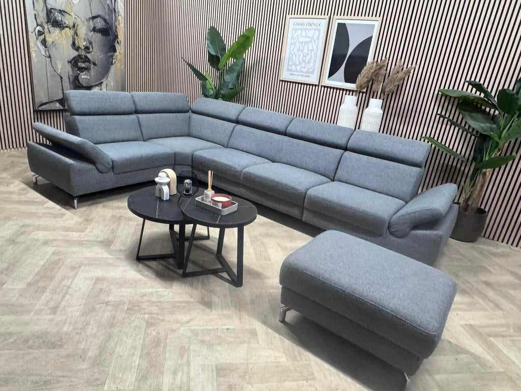 Montel Urban Design Hoekbank - Grijs - 352 x 212, Huis en Inrichting, Banken | Bankstellen, -, Montel modena urban design hoekbank stof grijs tijdloos