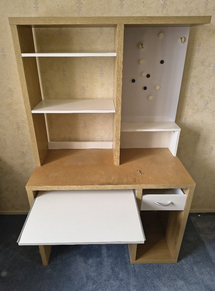 Computermeubel met uitschuifbaar werkblad plank toetsenbord, Ophalen, Gebruikt, 70 tot 120 cm, 120 tot 170 cm