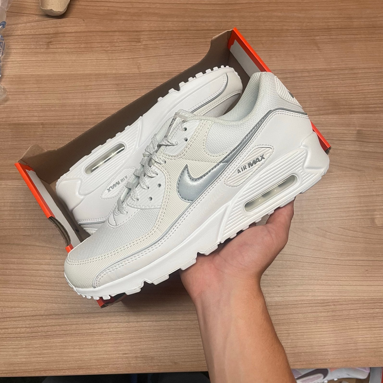 Nike air max 90 premium white silver maat 44, Kleding | Heren, Wit, Nieuw, Ophalen of Verzenden, Sneakers of Gympen