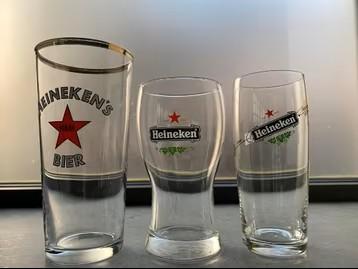 3 verschillende Heineken bierglazen, Ophalen of Verzenden, Zo goed als nieuw, Glas of Glazen, Heineken