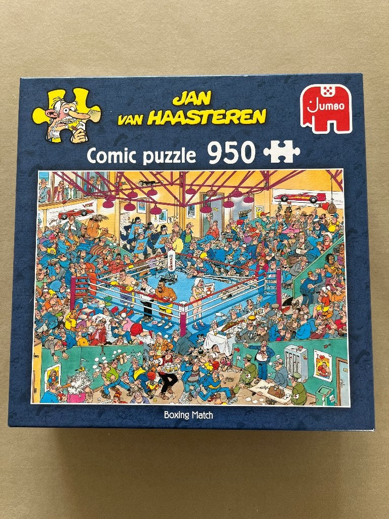 Jan van Haasteren puzzel Boxing match 950 stukjes, Hobby en Vrije tijd, Ophalen of Verzenden, 500 t/m 1500 stukjes, Zo goed als nieuw