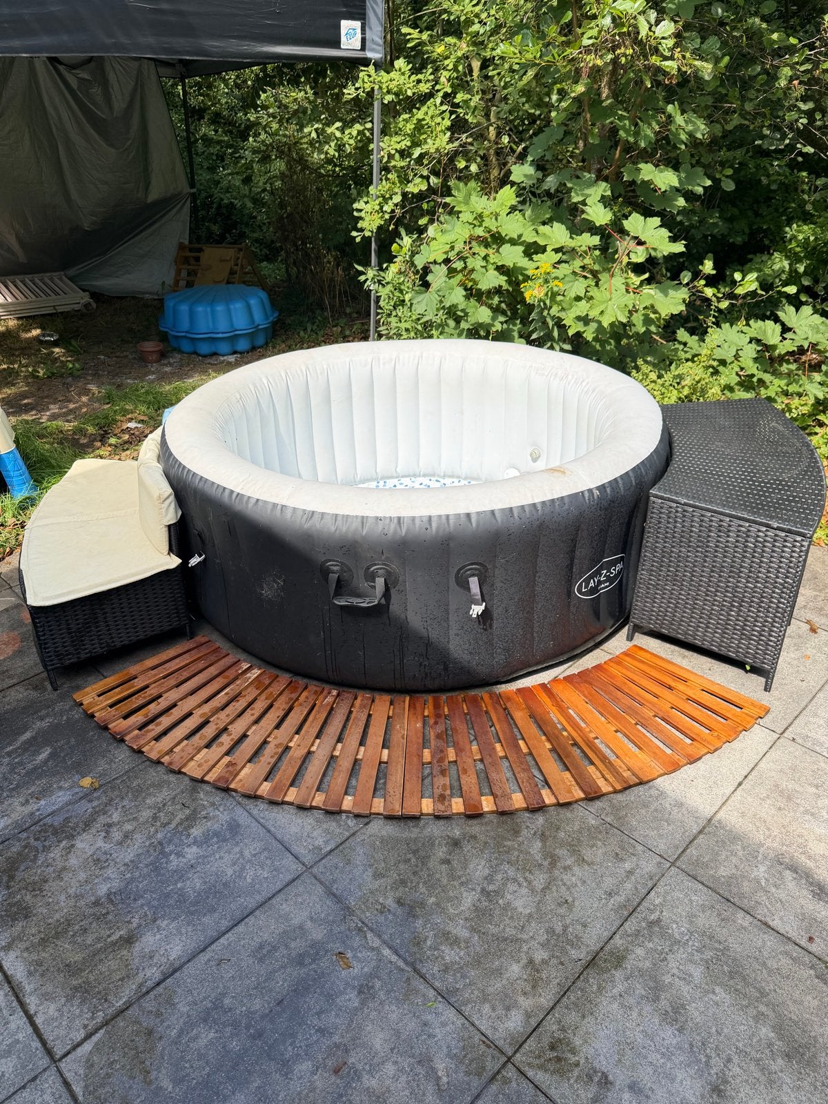 Lazy spa Miami complete Set Tuinset en Onderhoudsmiddelen, Ophalen, Gebruikt, Minder dan 80 cm, Opblaaszwembad