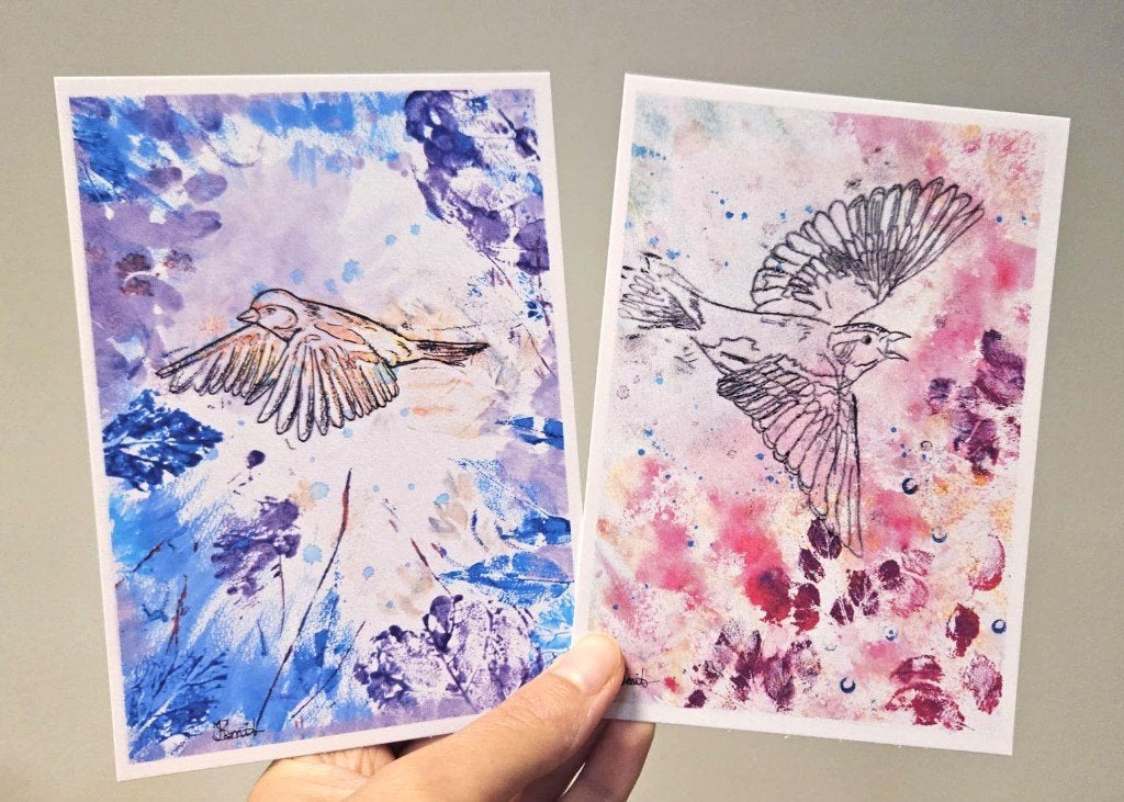 Ansichtkaarten Natuurvogels set van 6, Antiek en Kunst, Ophalen of Verzenden, Kaart, Print/reproductie, Gesigneerd