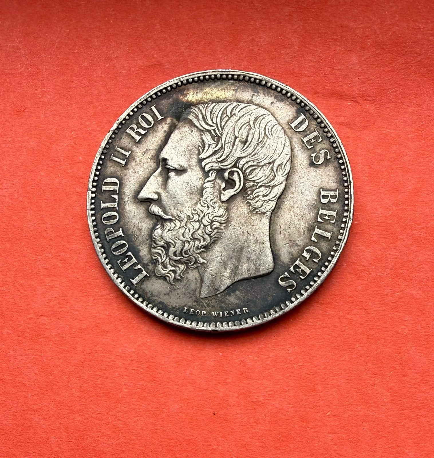 Munt Belgie 5 franc - Leopold  uit 1868, Ophalen of Verzenden, Zilver, Losse munt
