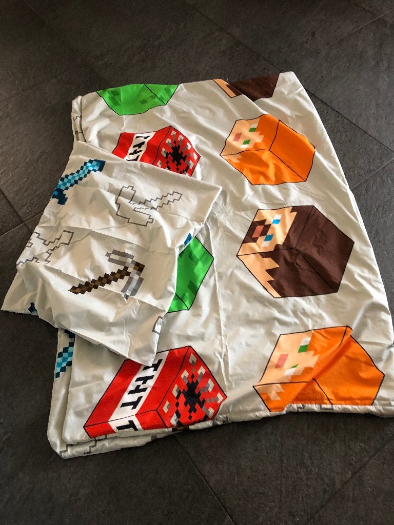 Minecraft dekbed overtrek, Overige kleuren, Dekbedovertrek, Ophalen of Verzenden, Zo goed als nieuw