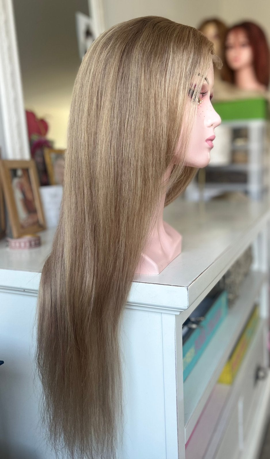 Echt haar lace wig 80 cm asblond, Ophalen of Verzenden, Nieuw, Pruik of Haarverlenging