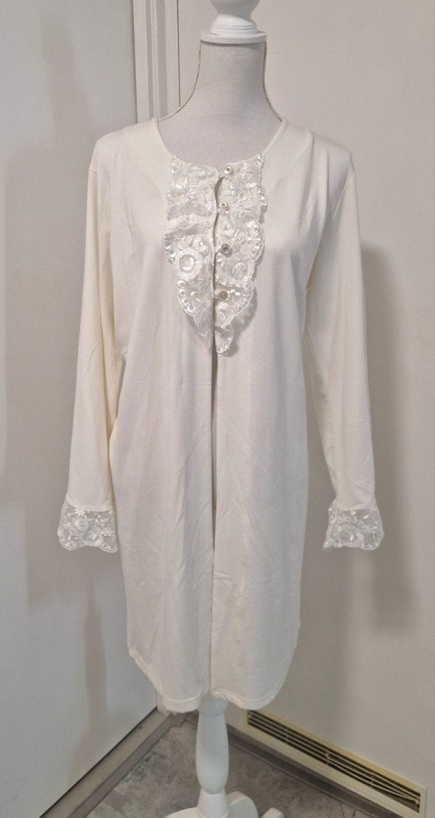 Witte nachtjapon met kant en knoopjes - Maat XL, Erdeniz Tekstil, Ophalen of Verzenden, Wit, Nachtkleding