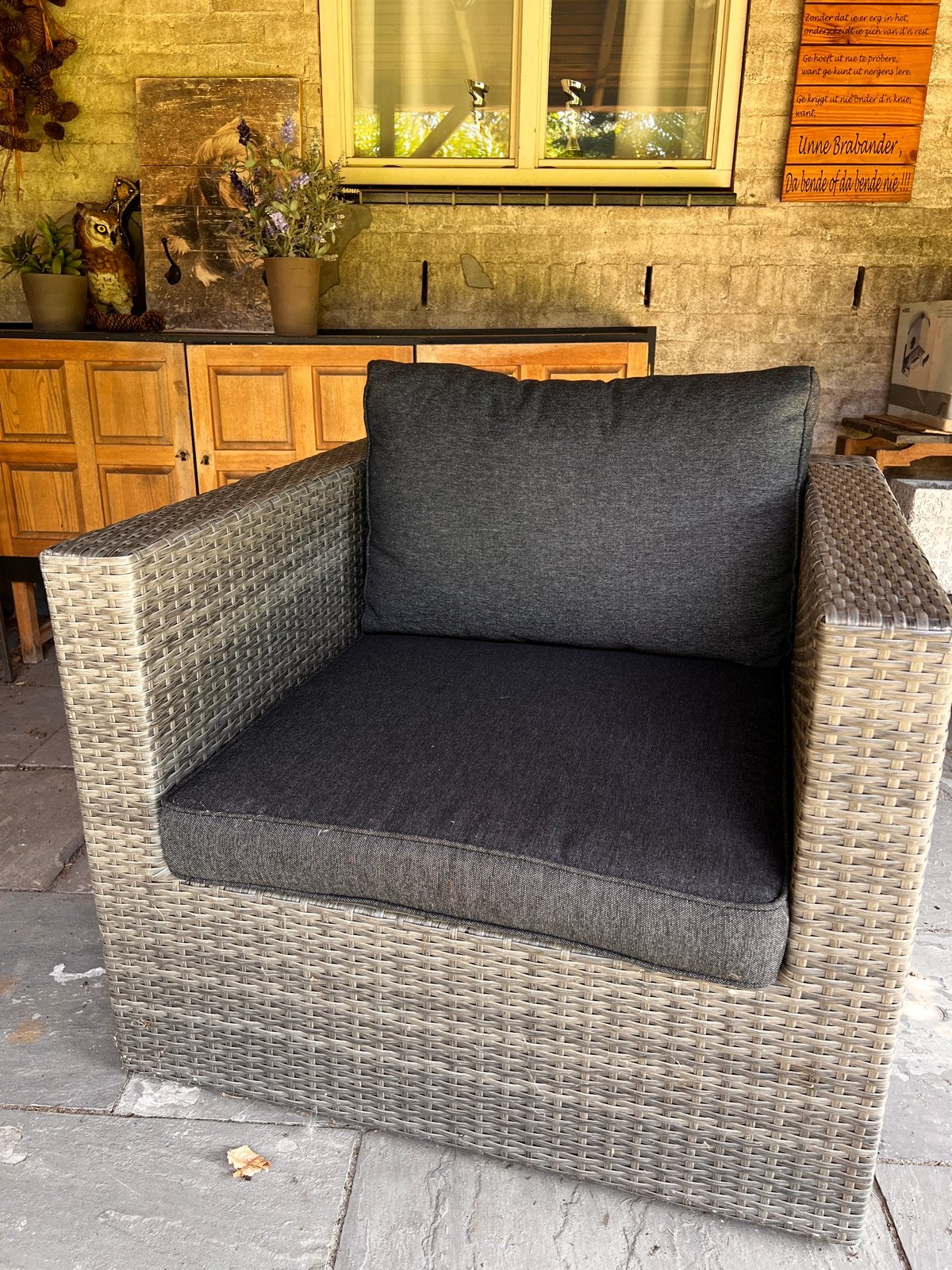 Bois Le Duc Wicker Tuinstoel 80x80 cm, Ophalen, Gebruikt, Wicker