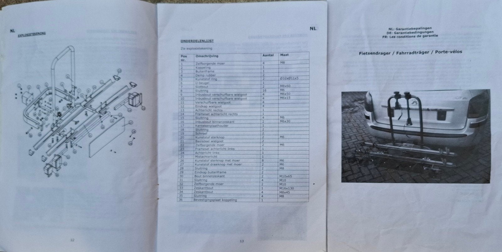 Fietsendrager, Ophalen, 2 fietsen, Gebruikt, Trekhaakdrager