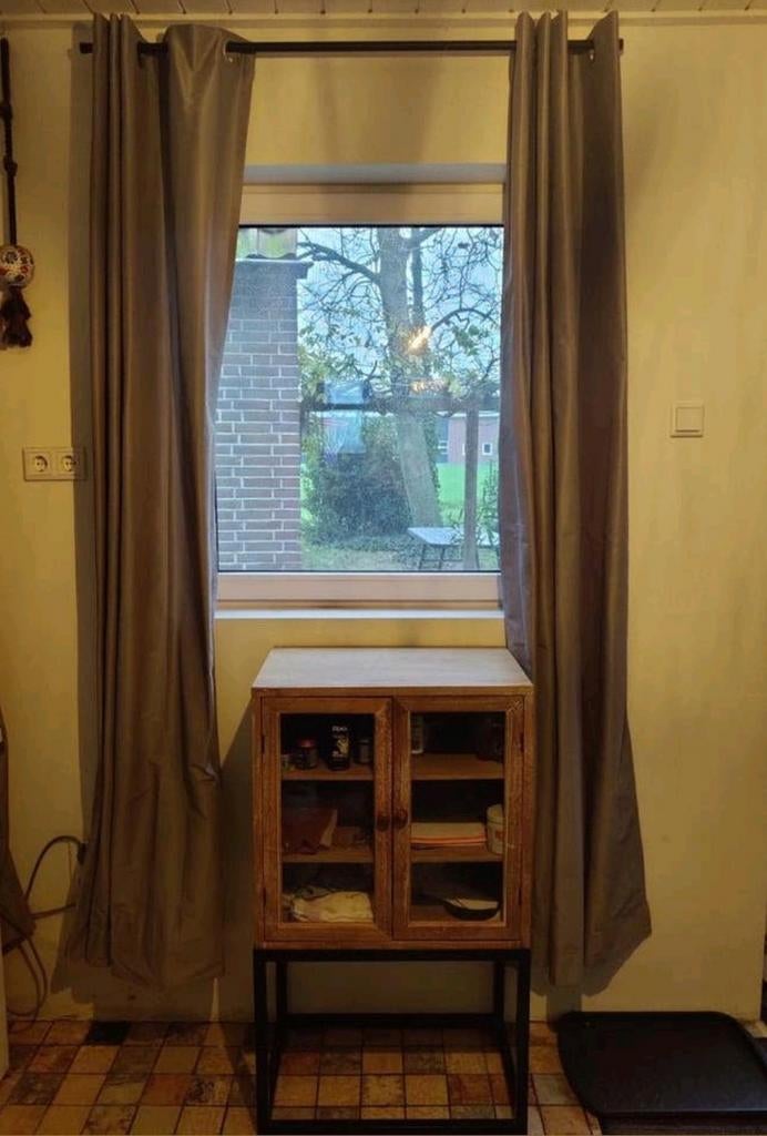Grijze ringgordijnen - 220x140cm - 4 stuks!, Ophalen of Verzenden, 100 tot 150 cm, 200 cm of meer