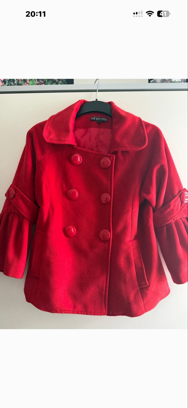 Rode korte jas met wijde mouwen - 101 Idees, Kleding | Dames, Ophalen of Verzenden, Gedragen, Maat 42/44 (L), Rood