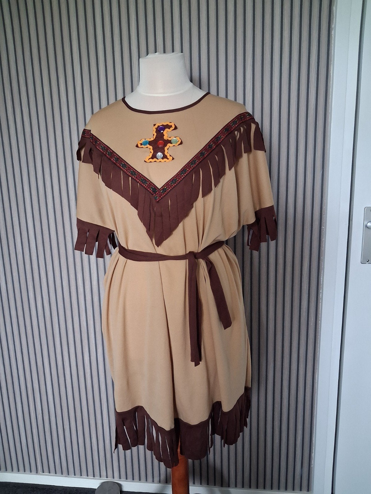 Indianen jurk, Carnaval, Maat 46/48 (XL) of groter, Ophalen of Verzenden, Zo goed als nieuw