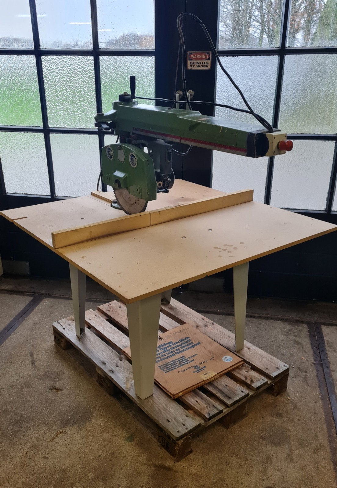 Omga Afkortzaag noodstop nieuw blad zaagtafel zaagmachine, Ophalen of Verzenden, 1200 watt of meer, Afkortzaag, 70 mm of meer