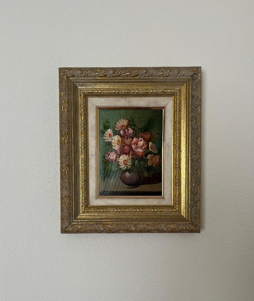 Leuk bloemenschilderijtje in een mooie lijst.