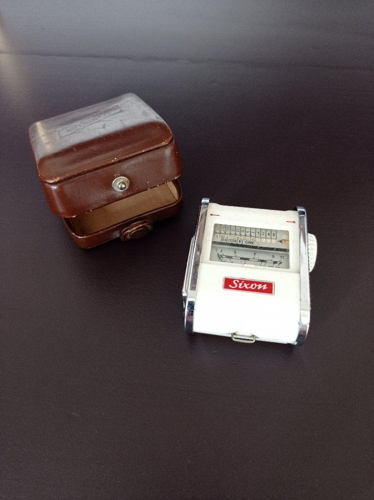 Vintage Sixon lichtmeter met leren hoesje, Ophalen, Gebruikt, Overige typen