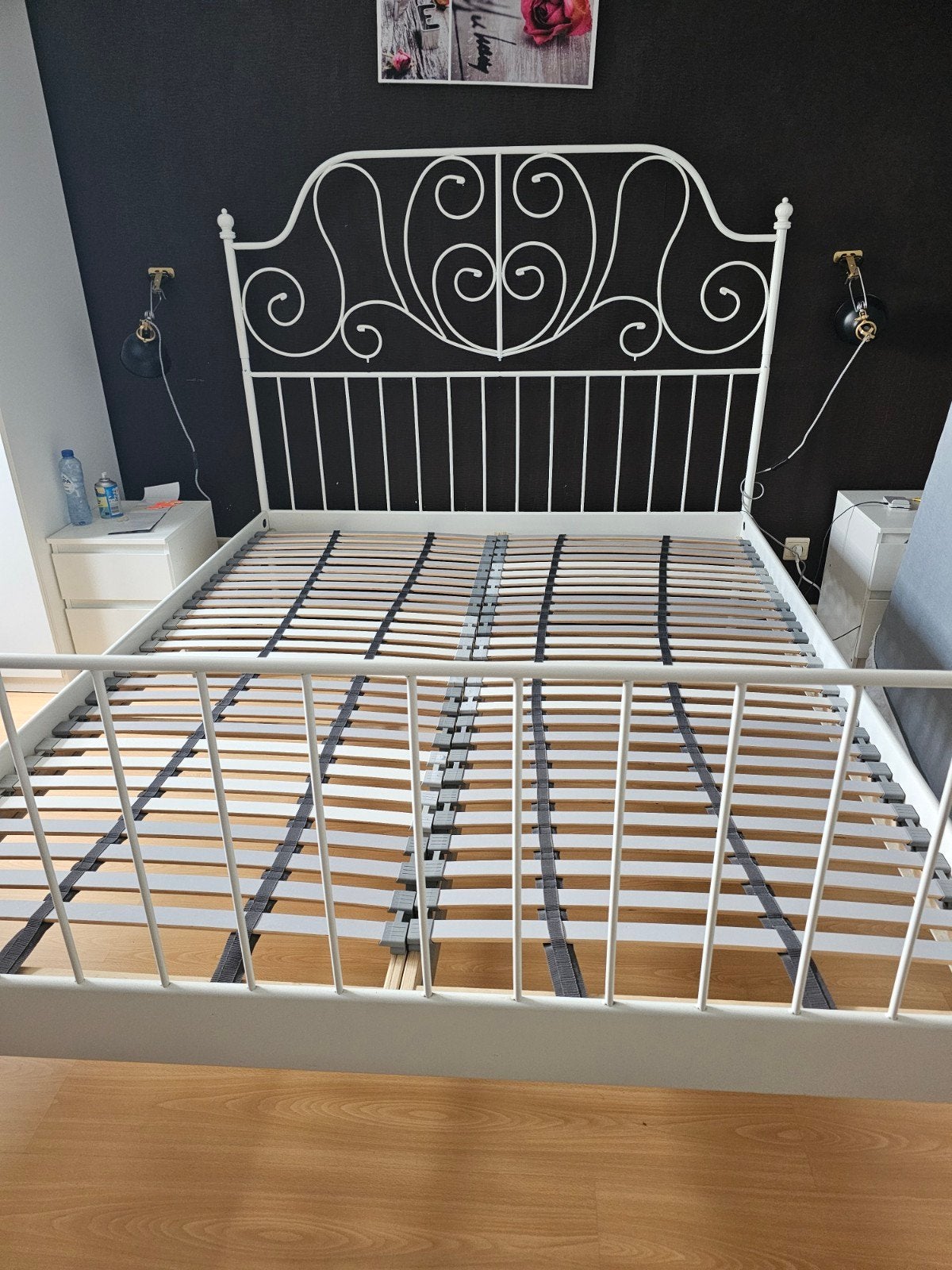 Bedombouw 160x200 met bedbodems., Ophalen, Gebruikt, Ikea, Info@ikea.be