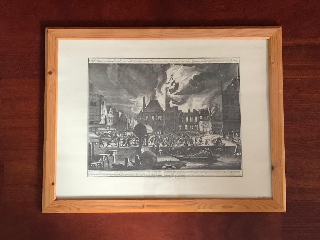 ets den brandt Stadhuis van Amsterdam - Jan van der Heyden, Ophalen, 1800 - 1899, Ets, 35 cm