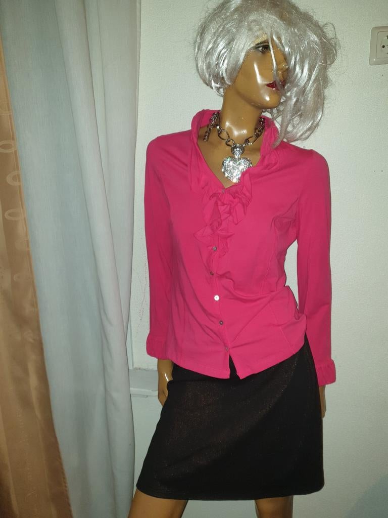 Roze blouse met ruches van léon maat M nieuw, Maat 38/40 (M), Nieuw, Léon, Ophalen of Verzenden